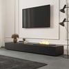200 cm Modern Sintered Stone LED Flame Humidifier TV Stand with 2 Drawers