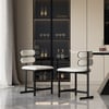 Modern Warm White Faux Leather Upholstered Dining Chair, 2 Pieces