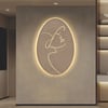 800mm Art Mural Abstrait LED Ovale Sculpture de Visage de Femme Moderne Décoration de Salon Chambre à Coucher