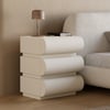 Humply White Faux Leather 3-Drawer Nightstand with Charging Station, Set of 2