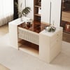 Îlot de dressing de 153 cm avec plateau en verre et rangement à bijoux de couleur ivoire