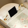 Acrylic Water Ripple Bathtub Tray Clear Bathroom Caddy Shelf with Gold Handles
