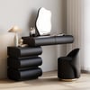 Humply Black Leather Makeup Vanity Set with Mirror