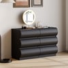 Humply 100 cm Black Leather 6-Drawer Dresser