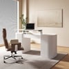 Bureau assis-debout Velign 150 cm blanc avec rangement à 2 portes
