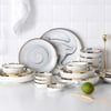 Modern Dinnerware 18-Piece White&Grey Ceramic Dinnerware Gold Rim
