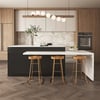 Îlot de cuisine extensible noir avec plateau en grès fritté de 2050 mm à 2680 mm