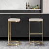 Modern PU Leather Counter Stool with Upholstery Off White Set of 2