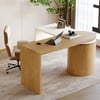 Bureau de direction rotatif 152 cm en forme de L blanc et naturel avec tiroirs