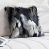 Modern Blue and Gray Faux Fur Throw Pillowcase Black velvet Throw Pillow Cover