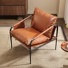 Sedia Accent in pelle marrone con struttura in metallo, set di 2
