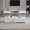 Mordel Glossy White Extendable TV Stand & Coffee Table Set