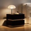 Lumio Black 2-Drawer LED Bedside Table with Charging Station