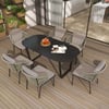 7-Pieces Woven Rattan Outdoor Patio Dining Set with Oval Table and 6 Armchairs