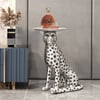 Figurine de panthère en résine, table d'appoint Art déco argentée avec plateau