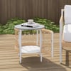 Table d'appoint d'extérieur ronde Ropipe 470 mm avec rangement, table d'appoint en corde tissée pour patio, kaki