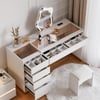 Modern White Makeup Vanity Set with Charging Station & Mirror