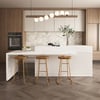 Modern 205 - 270 cm Extendable Marble Pattern Kitchen Island with Doors & Drawers, White