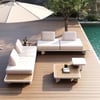 Ensemble de canapé sectionnel d'extérieur en bois-plastique et aluminium en forme de L avec table basse, 5 pièces
