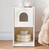 White Rubber Wood Narrow LED Nightstand with Charging Station