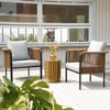 Modern Woven PE Rattan Outdoor Barrel Chair with Back Flared Edge in Brown & Gray