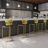 Set of 4 Modern PU Leather Counter Stools with Upholstery Black