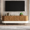 Wovent Mid-Century Modern Walnut Wood Tall TV Stand with Storage for 80 inch TV
