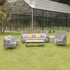 6 Pieces Aluminum & Rope Outdoor Sofa Set with Coffee Table and Cushion Pillow in Gray