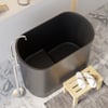 40" Modern Deep Oval Freestanding Matte Black Stone Resin Japanese Soaking Bathtub