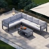 6-seater weatherproof pull-out garden corner sofa set Fencura made of aluminum & terrace