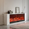71" Marble Veneer Electric Fireplace TV Stand with Remote Control