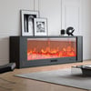 71" Marble Veneer Electric Fireplace TV Stand with Remote Control