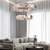 K9 Crystal Silver Stainless Steel Ring Chandelier Double Layer Ceiling Light