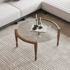 32" Round Glass Mid Century Modern Coffee Table with Wood Legs