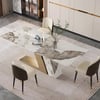 Table de salle à manger moderne Luxotic de 1800 mm avec dessus en pierre avec 6 chaises en or