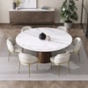 Dining Set 47.2" Round Sintered Stone Dining Table With 6 Chairs