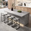 72" Japandi Kitchen lsland  Gray & 4 Counter Stools Set Wooden Storage Kitchen Cabinet