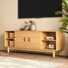 62.2" Natural Wood Mid Century TV Stand with Storage	
