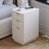 300mm White Leather Narrow Nightstand with Wireless Charger