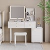 1000 mm White Leather Dressing Table with Chair with Charger LED Mirror