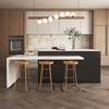 Modern 205 - 270 cm Extendable Marble Pattern Kitchen Island with Doors & Drawers, Black