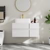Modern 80 cm Floating Single Bathroom Vanity with Stone Resin Top, Ceramic Basin