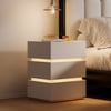 Lumio White 3-Drawer LED Bedside Table with Charging Station