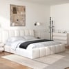 Humply White Leather King Bed Frame & 6-Drawer Dresser Set
