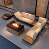 Tevara 5-Piece Modular Teak Outdoor Sofa Set with Smokeless Fire Pit for 6 Person in Beige