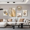 Ensemble de 5 pièces d'art mural aux accents dorés, motifs abstraits modernes pour une décoration d'intérieur luxueuse