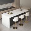 Ensemble d'îlot de cuisine blanc et noir de 1830 mm avec 2 tabourets de bar pivotants à dossier incurvé, beige