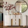 Artis Modern White 59"W Sintered Stone Sideboard 3 Drawers Kitchen Buffet Table