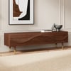 Lake Mid Century TV Stand with Wavy Design Walnut Storage Drawers for TVs Up to 1905mm