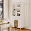 Artis Modern Off-White Storage Display Cabinet with Shelves & LED & Backboard